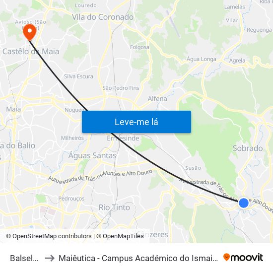 Balselhas to Maiêutica - Campus Académico do Ismai e Ipmaia map