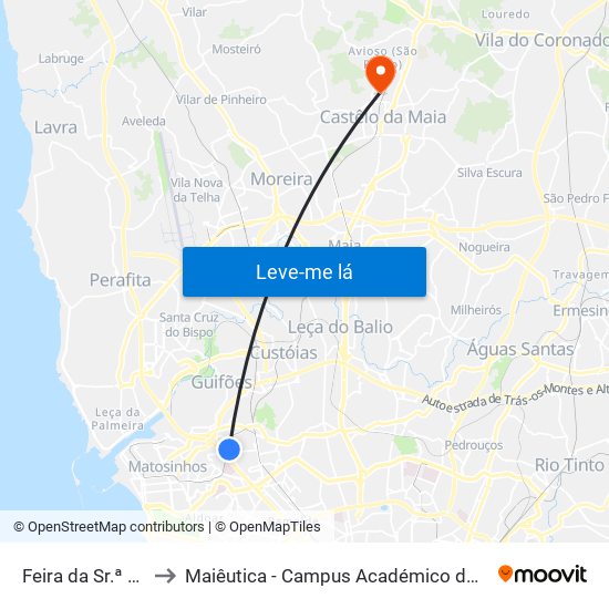 Feira da Sr.ª da Hora to Maiêutica - Campus Académico do Ismai e Ipmaia map