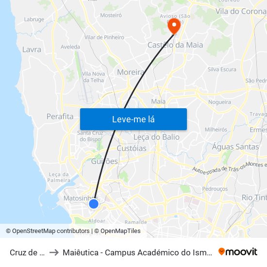 Cruz de Pau to Maiêutica - Campus Académico do Ismai e Ipmaia map