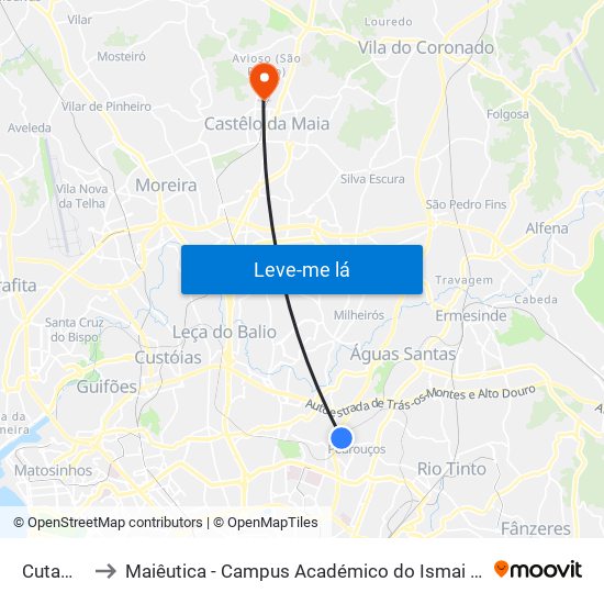 Cutamas to Maiêutica - Campus Académico do Ismai e Ipmaia map