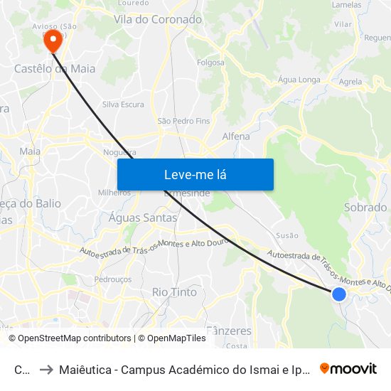 Chã to Maiêutica - Campus Académico do Ismai e Ipmaia map