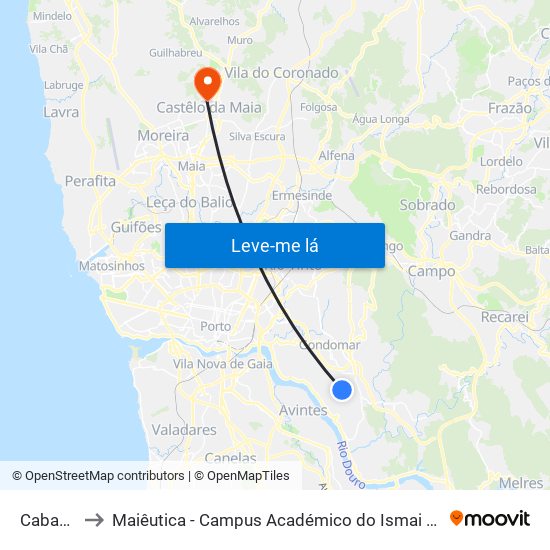 Cabanas to Maiêutica - Campus Académico do Ismai e Ipmaia map