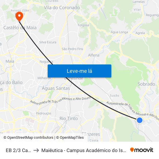 EB 2/3 Campo to Maiêutica - Campus Académico do Ismai e Ipmaia map