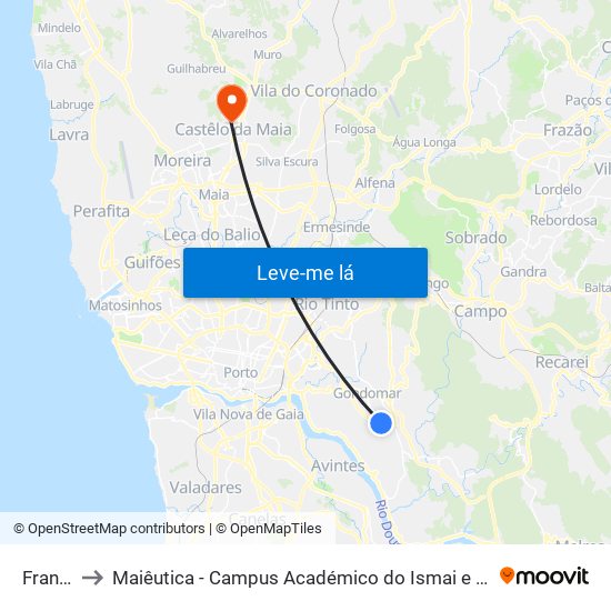 França to Maiêutica - Campus Académico do Ismai e Ipmaia map