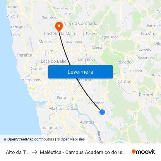 Alto da Touta to Maiêutica - Campus Académico do Ismai e Ipmaia map