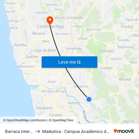 Barraca Intermarché to Maiêutica - Campus Académico do Ismai e Ipmaia map