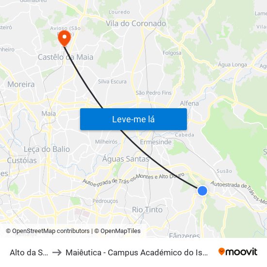 Alto da Serra to Maiêutica - Campus Académico do Ismai e Ipmaia map