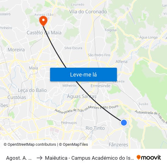 Agost. A. Sousa to Maiêutica - Campus Académico do Ismai e Ipmaia map