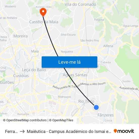 Ferraria to Maiêutica - Campus Académico do Ismai e Ipmaia map