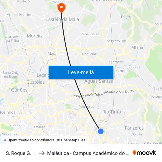 S. Roque G. Barros to Maiêutica - Campus Académico do Ismai e Ipmaia map