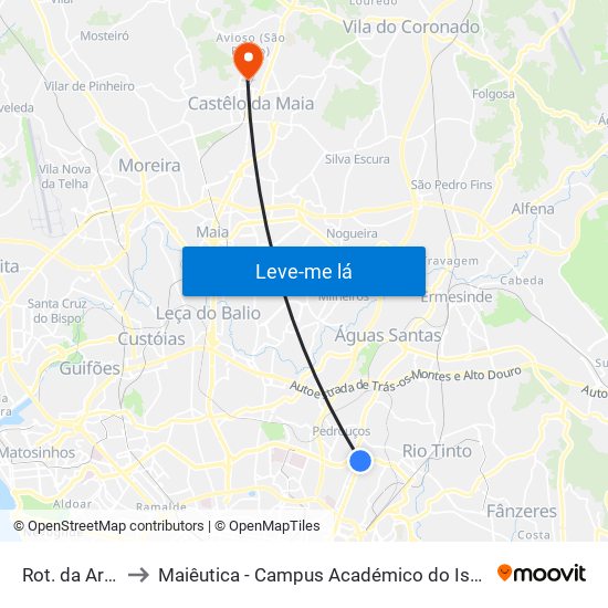 Rot. da Areosa to Maiêutica - Campus Académico do Ismai e Ipmaia map