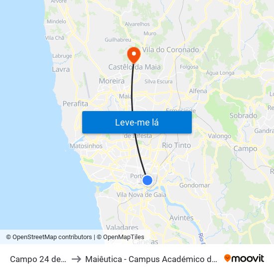 Campo 24 de Agosto to Maiêutica - Campus Académico do Ismai e Ipmaia map