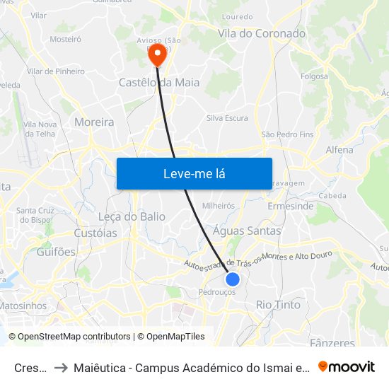Crespo to Maiêutica - Campus Académico do Ismai e Ipmaia map