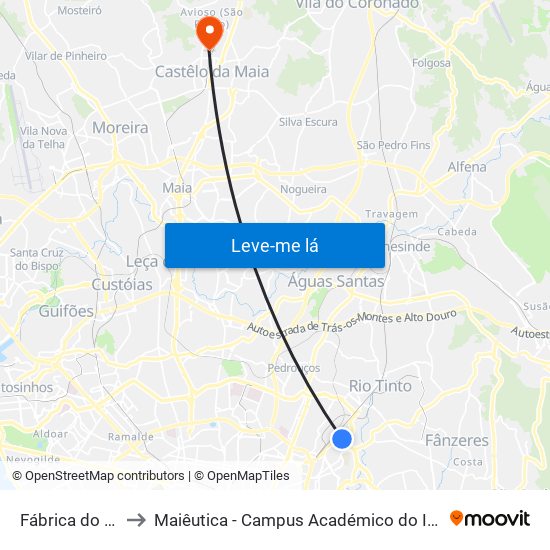 Fábrica do Cobre to Maiêutica - Campus Académico do Ismai e Ipmaia map