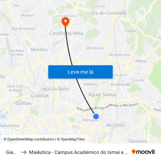 Giesta to Maiêutica - Campus Académico do Ismai e Ipmaia map