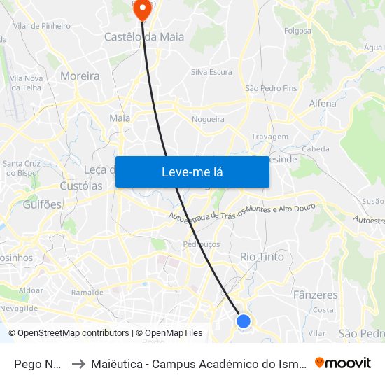 Pego Negro to Maiêutica - Campus Académico do Ismai e Ipmaia map