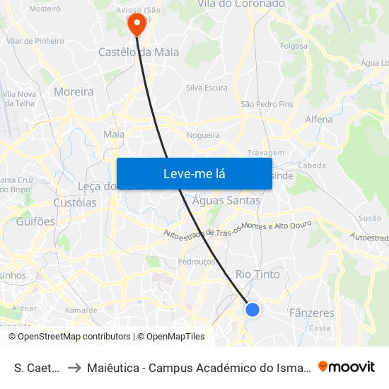 S. Caetano to Maiêutica - Campus Académico do Ismai e Ipmaia map