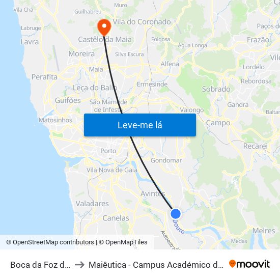 Boca da Foz do Sousa to Maiêutica - Campus Académico do Ismai e Ipmaia map