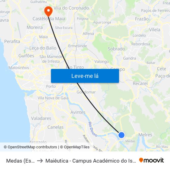 Medas (Escola) to Maiêutica - Campus Académico do Ismai e Ipmaia map
