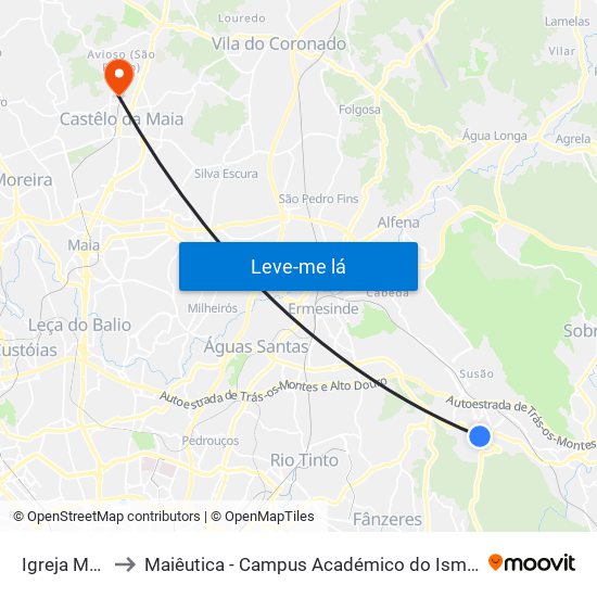 Igreja Matriz to Maiêutica - Campus Académico do Ismai e Ipmaia map