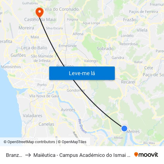 Branzelo to Maiêutica - Campus Académico do Ismai e Ipmaia map