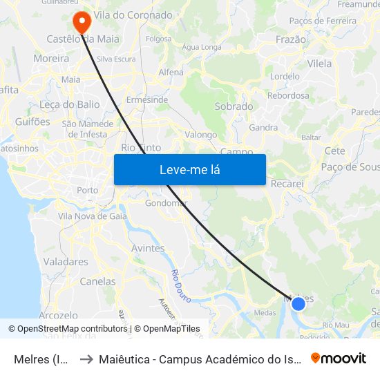 Melres Igreja to Maiêutica - Campus Académico do Ismai e Ipmaia map