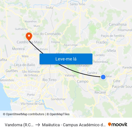 Vandoma (R.Central II) to Maiêutica - Campus Académico do Ismai e Ipmaia map