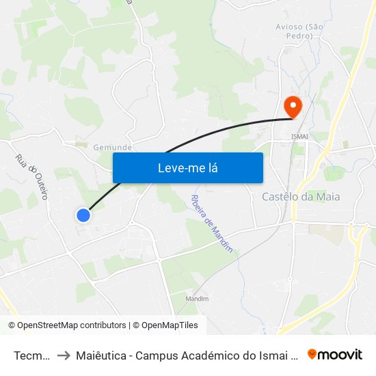 Tecmaia to Maiêutica - Campus Académico do Ismai e Ipmaia map