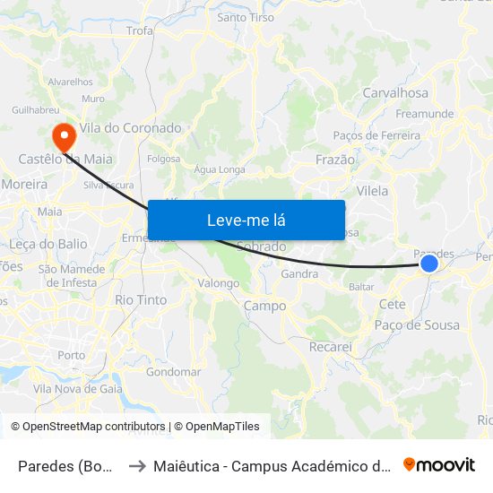 Paredes (Bombeiros) to Maiêutica - Campus Académico do Ismai e Ipmaia map