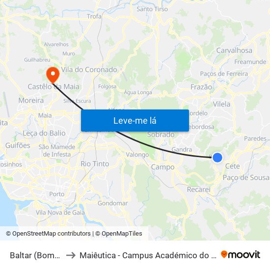 Baltar (Bombeiros) to Maiêutica - Campus Académico do Ismai e Ipmaia map