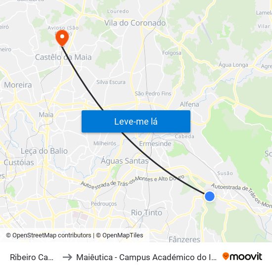 Ribeiro Cambado to Maiêutica - Campus Académico do Ismai e Ipmaia map