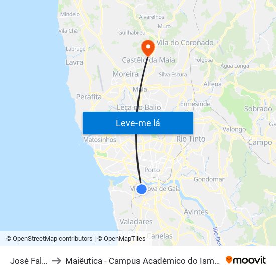 José Falcão to Maiêutica - Campus Académico do Ismai e Ipmaia map