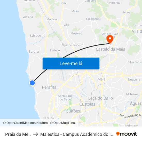 Praia da Memória to Maiêutica - Campus Académico do Ismai e Ipmaia map