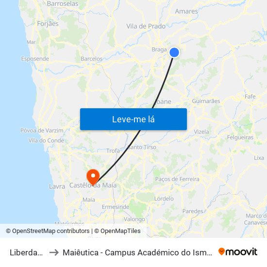 Liberdade Ii to Maiêutica - Campus Académico do Ismai e Ipmaia map