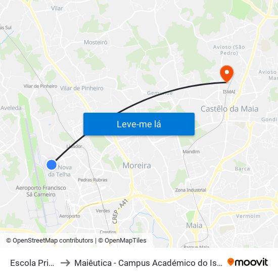 Escola Primária to Maiêutica - Campus Académico do Ismai e Ipmaia map