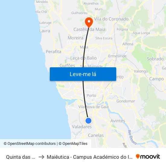 Quinta das Rosas to Maiêutica - Campus Académico do Ismai e Ipmaia map