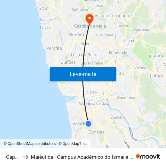 Capela to Maiêutica - Campus Académico do Ismai e Ipmaia map