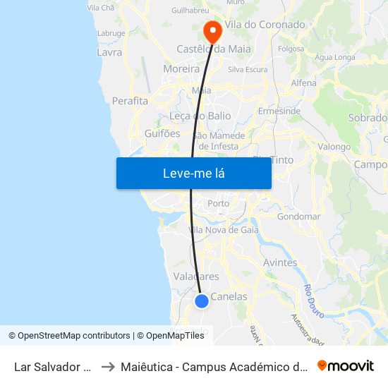 Lar Salvador Brandão to Maiêutica - Campus Académico do Ismai e Ipmaia map