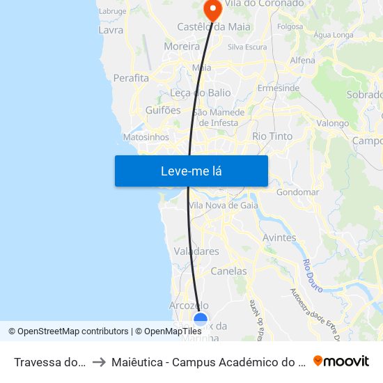 Travessa do Corvo to Maiêutica - Campus Académico do Ismai e Ipmaia map