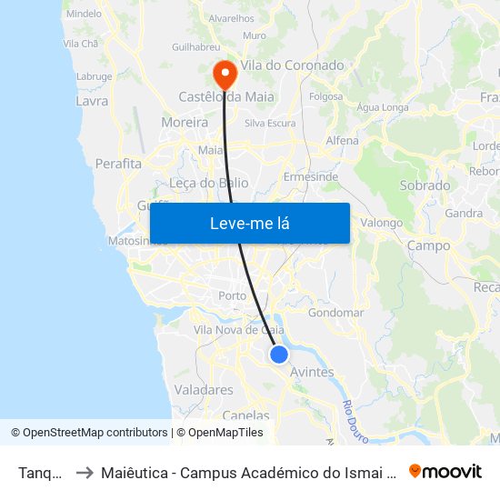 Tanques to Maiêutica - Campus Académico do Ismai e Ipmaia map