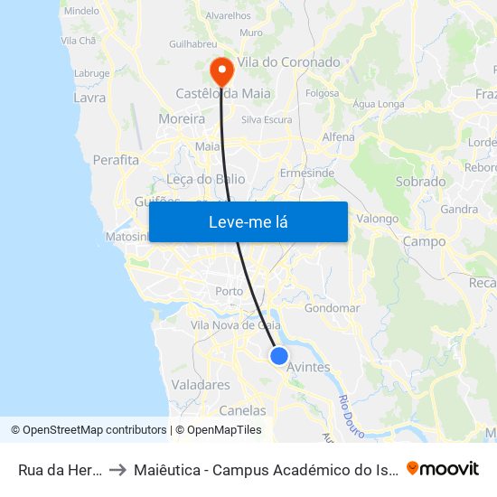 Rua da Herdade to Maiêutica - Campus Académico do Ismai e Ipmaia map