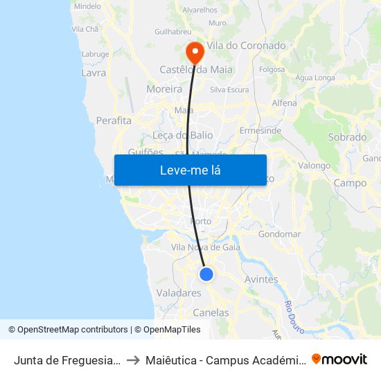 Junta de Freguesia de Mafamude to Maiêutica - Campus Académico do Ismai e Ipmaia map