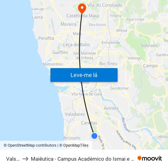 Valsan to Maiêutica - Campus Académico do Ismai e Ipmaia map