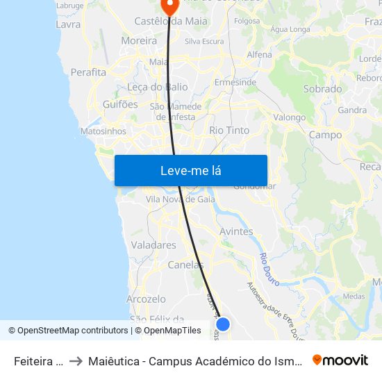 Feiteira Z. I. to Maiêutica - Campus Académico do Ismai e Ipmaia map