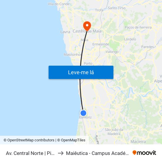 Av. Central Norte to Maiêutica - Campus Académico do Ismai e Ipmaia map