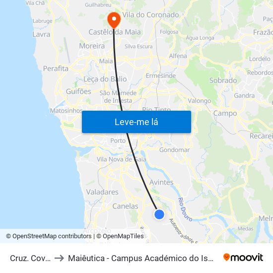 Cruz. Covinha to Maiêutica - Campus Académico do Ismai e Ipmaia map