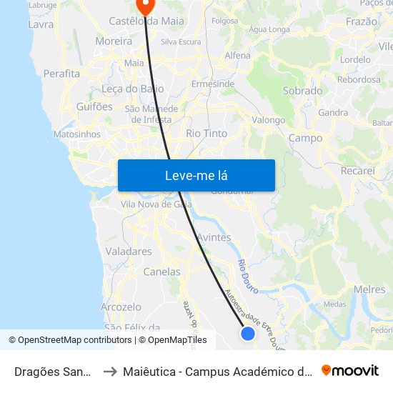 Dragões Sandinenses to Maiêutica - Campus Académico do Ismai e Ipmaia map