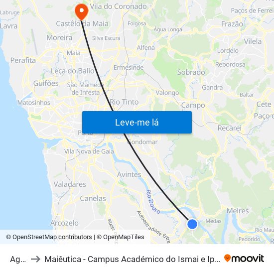 Agra to Maiêutica - Campus Académico do Ismai e Ipmaia map