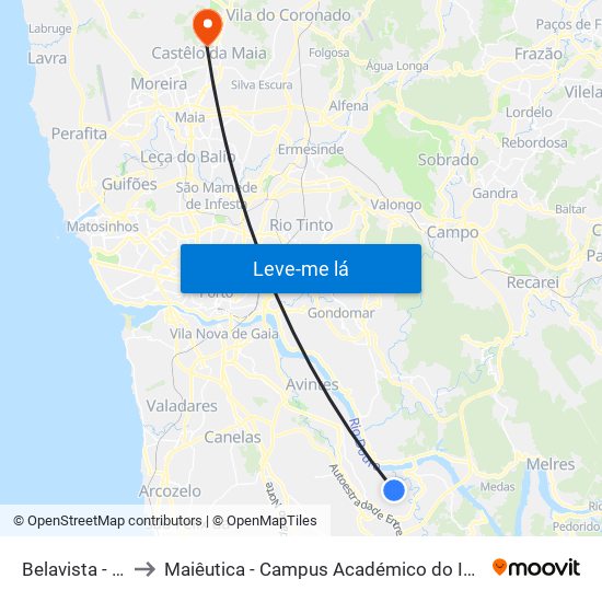 Belavista - Fioso to Maiêutica - Campus Académico do Ismai e Ipmaia map