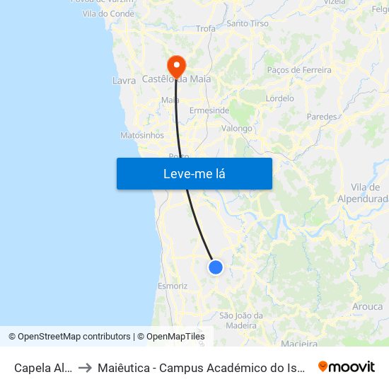 Capela Almas to Maiêutica - Campus Académico do Ismai e Ipmaia map